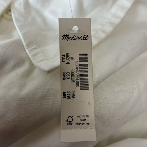 Madewell nu269 white Straight-Hem Cotton Button-Up Shirt size Medium NWT - Picture 7 of 10